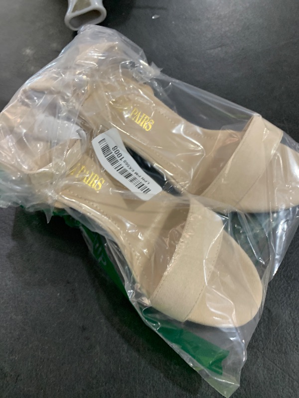 Photo 1 of DREAM PAIRS Women's Open Toe Ankle Strap Low Block Chunky Heels Sandals Party Dress Pumps Shoes,Size 5.5,Nude/Suede,CARNIVAL