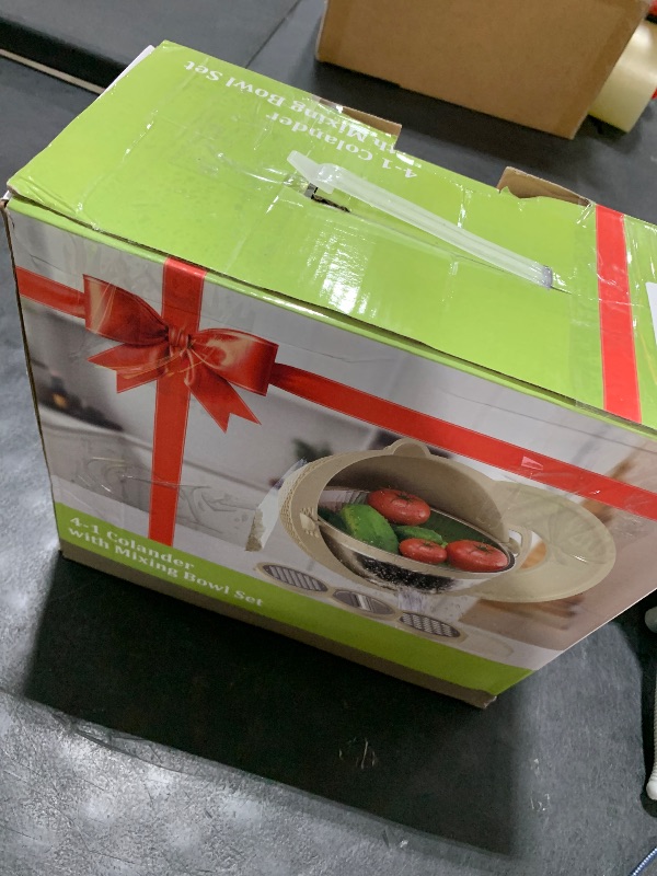 Photo 1 of 4-1 Colander with Bowl Set - Colander for Kitchen - Strainers and Colanders - Pasta Strainer - Funny Presents for Women - Fruit Cleaner Veggie Wash Kitchen Essentials, Grey
