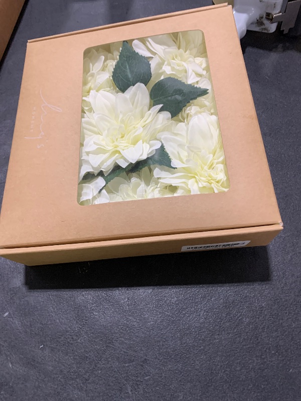 Photo 1 of Ling's moment Artificial Flowers 9pcs Silk Dahlia 5.5"/4.5" Fake Flowers for DIY Wedding Craft Bouquets Centerpieces Arrangements Party Baby Shower Home Decorations (Ivory)