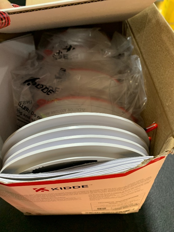 Photo 1 of Kidde Hardwired Smoke Detector, 10-Year Battery Backup, Interconnectable, LED Warning Light Indicators, 4 Pack