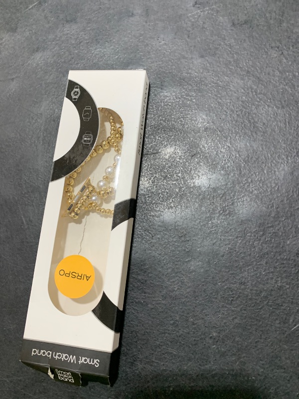 Photo 1 of AIRSPO Gold Beaded Bracelets Compatible for Apple Watch Band 38mm 40mm 41mm 42mm 44mm 45mm Women, Fashion Handmade Dressy iPhone Watch Bands Elastic Strap for iWatch Series SE 8 7 6 5 4 3 2 1 (Gold, 38mm/40mm/41mm-S(5.3"-6.2"))