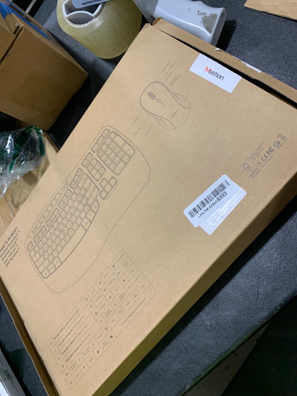 Photo 1 of MEETION New Ergonomic Keyboard and Mouse Wireless Combo, Wave Keys Natural Typing, 2.4G Wireless Keyboard with Wrist Rest, 4 Adjustable DPI Optical Mouse, Computer/Laptop/Windows/Mac, Black