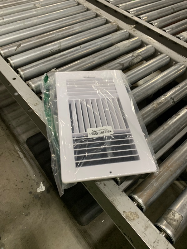 Photo 1 of Three-Way Plastic Side Wall/Ceiling Register in White 12" w X 6" h for Duct Opening (Outside Dimension is 13.75" w X 8" h)