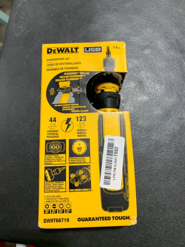 Photo 1 of DEWALT Cordless Screwdriver with FLEXDRIVE Control and Screwdriving Bits (DWHT66719)
