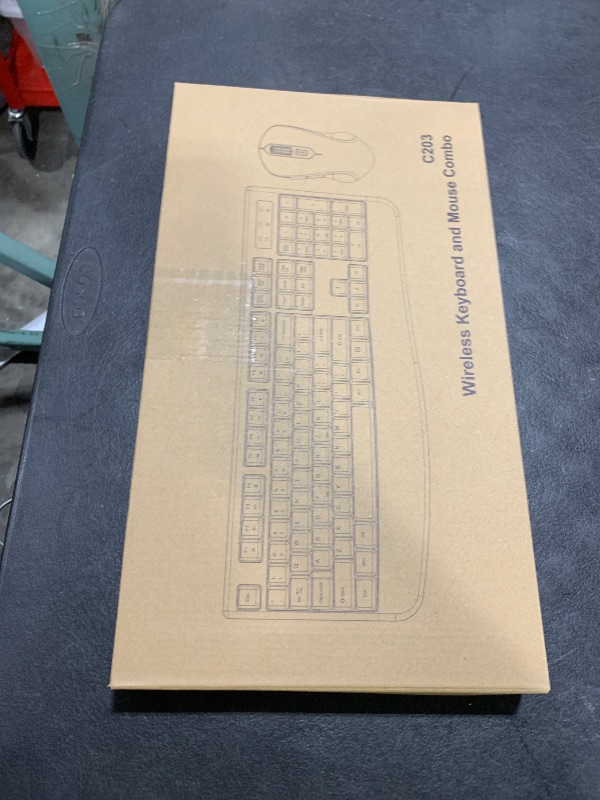 Photo 1 of Wireless Keyboard and Mouse Combo, Full-Sized 2.4GHz Wireless Keyboard with Comfortable Palm Rest and Optical Wireless Mouse for Windows, Mac OS PC/Desktops/Computer/Laptops (Black)