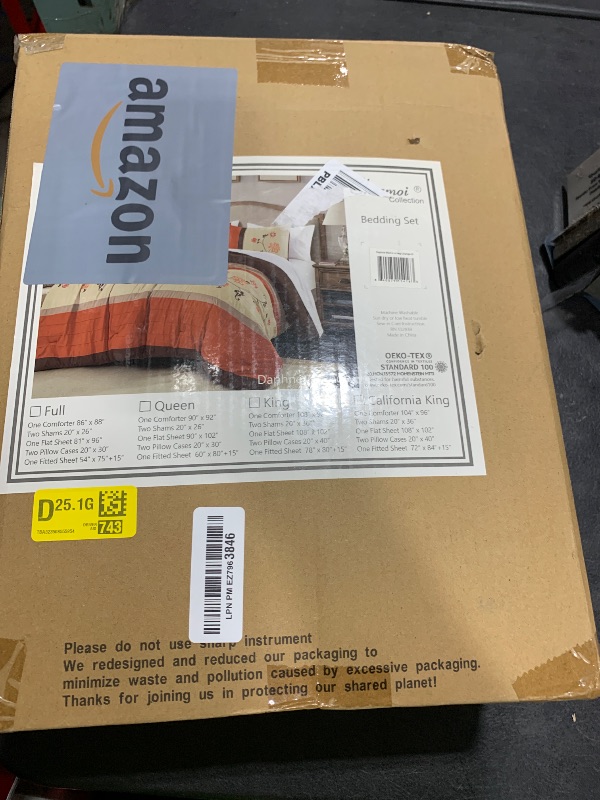 Photo 1 of Chezmoi Collection Daphne Bed in a Bag Queen 7-Piece Comforter Set with Sheets Luxury Autumn Floral Embroidery Orange/Brown/Taupe