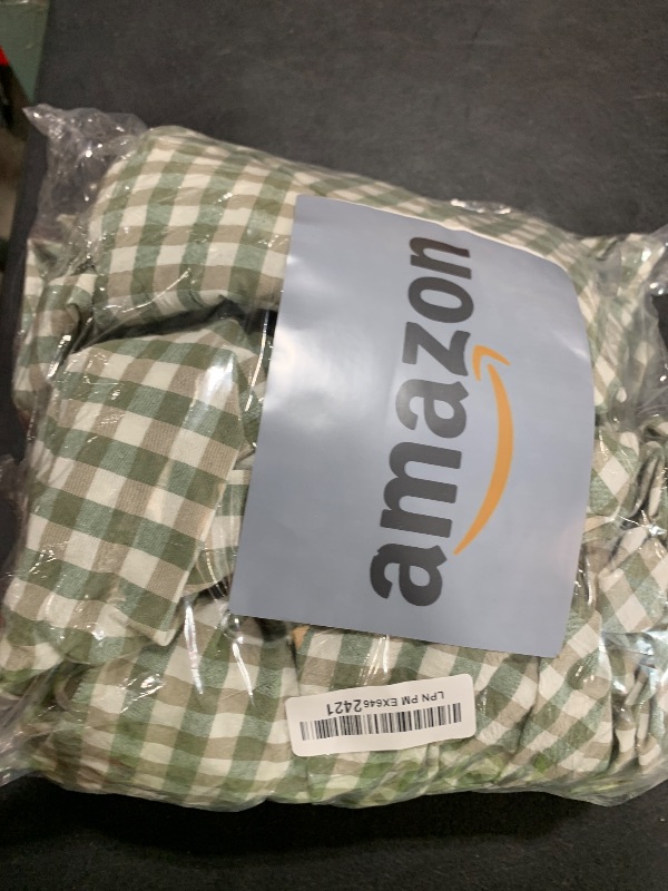 Photo 1 of 100% Cotton Queen Sheet Set - 4 Piece Cotton Sheets Queen Size Bed Set, Soft, Smooth, Durable, Easy Care, 16" Deep Pocket Checkered Green Sheets - 1 Flat, 1 Fitted, 2 Pillowcases