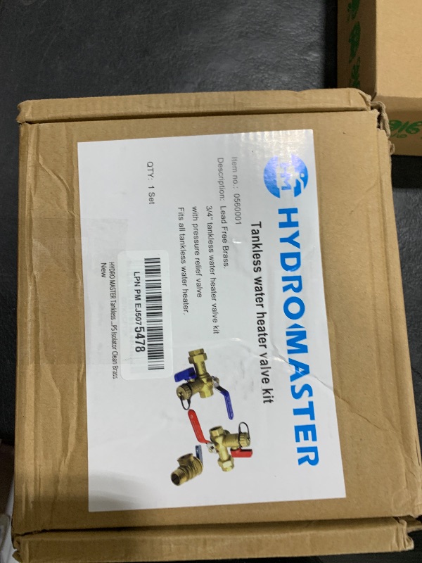 Photo 1 of HYDRO MASTER Tankless Water Heater Service Valve Kit with Pressure Relief Valve 3/4-Inch IPS Isolator Clean Brass