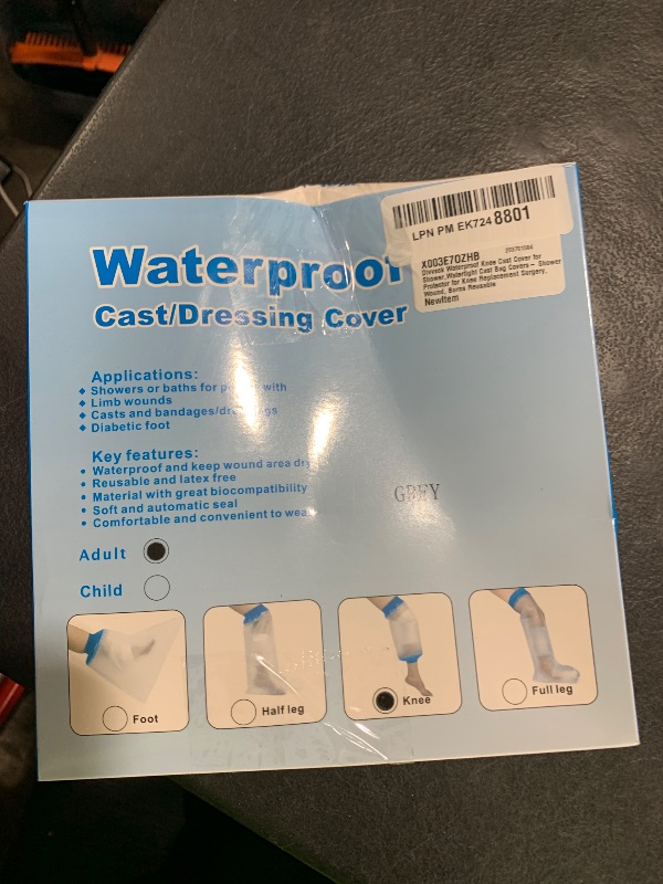 Photo 1 of Divvsck Waterproof Knee Cast Cover for Shower,Watertight Cast Bag Covers- Shower Protector for Knee Replacement Surgery, Wound, Burns Reusable