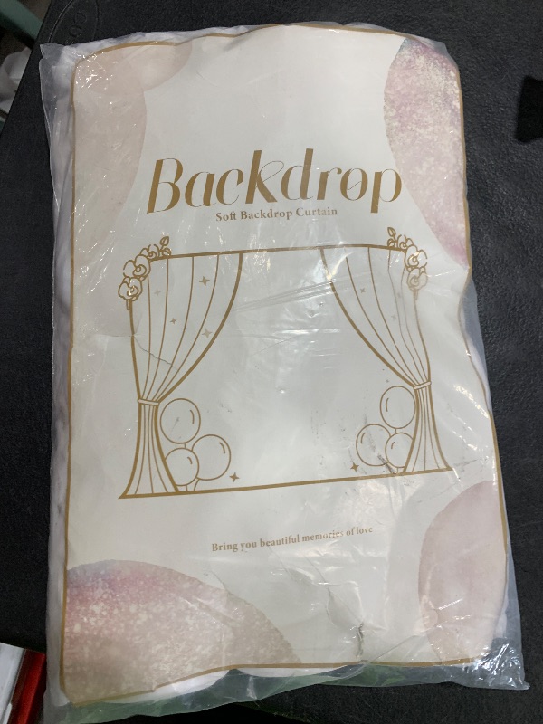 Photo 1 of 10 ft x 10 ft Wrinkle Free White Backdrop Curtains for Wedding Parties, Polyester Photography Backdrop Drapes for Birthday Parties Stage Backdrop Stand, 2 Panels 5x10FT Background Curtains