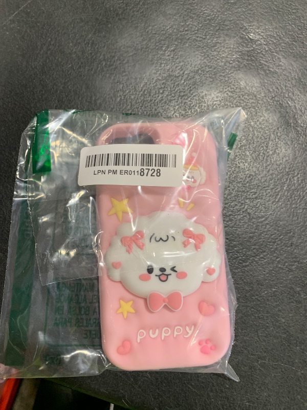Photo 1 of TUFTA Kawaii 3D Dog Phone Case for iPhone 13 (with Retractable Phone Stand & Grip) Cute Girly Cartoon Soft Silicone Phone Cover for Girls, Kids, Teens, and Women, Pink
