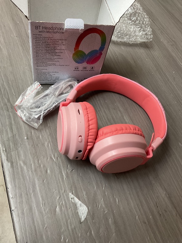 Photo 1 of MIDOLA Kids Headphones Wireless Bluetooth 5.4 68H Play Time Volume Limit 85/94dB Over-Ear Foldable Headset,Type-C Fast Charging,with Wired Aux Mic for Toddler Boy Girl Pad Tablet Pink