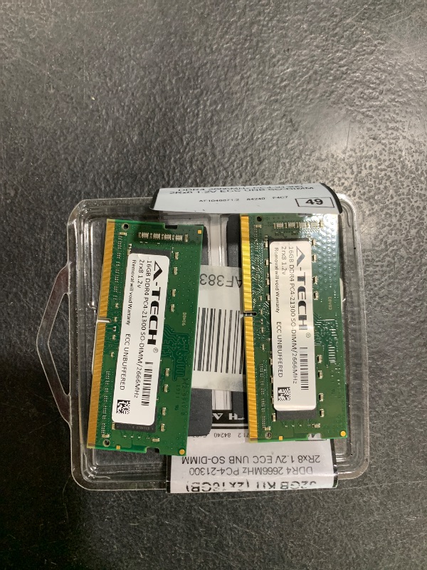 Photo 1 of A-Tech 32GB Kit (2x16GB) DDR4 2666MHz PC4-21300 ECC SODIMM 2Rx8 Dual Rank 1.2V 260-Pin RAM Memory Upgrade Modules for Microserver, Workstation, and Networking Platforms