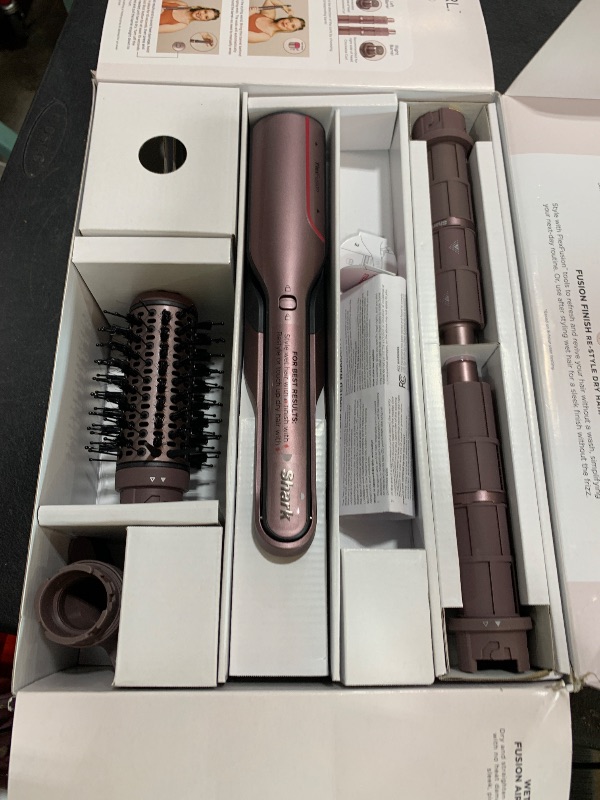 Photo 1 of Shark FlexFusion Hair Straightener & Powerful Hair Dryer with Fusion Hair Brush, Ceramic Air Styler with Auto-Wrap Hair Curlers & Concentrator, Ceramic Plates, Cosmic Blush HD641S