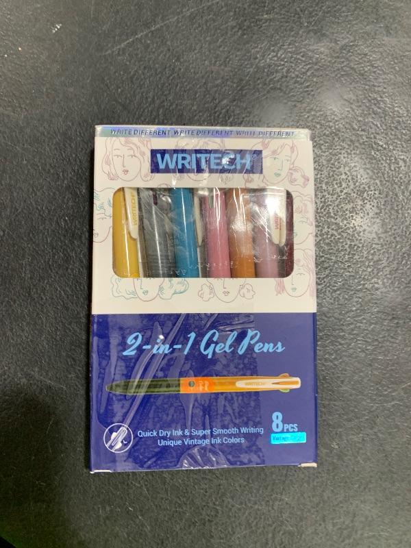 Photo 1 of WRITECH Retractable Gel Ink Pens: Multi Colored 2 in 1 Colorful Click Pen Assorted Color 8ct Extra Fine Point Tip 0.5mm Journaling Smooth Writing Note Taking Coloring No Bleed & Smear Smudge