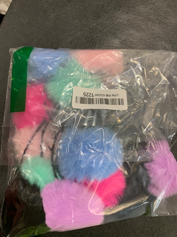 Photo 1 of XIZHI 6pcs Pompom Ball Headband Iridescent Fluffy Ball Hair Loop Ear Headband Soft Style Cute Flurry for Kids Girls Boys Costume (Colorful)