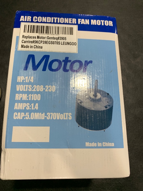 Photo 1 of Condenser Motor Replaces Carrier # 5KCP39EGS070S,5KCP39EGY823S Genteq #GE3905, Bryant Payne HC39GE236,237 HC39GE234A Dayton 6DLL0, 1/4HP 1100 RPM 208-230V 48Frame with Capacitor OEM Upgraded LEUNGOO