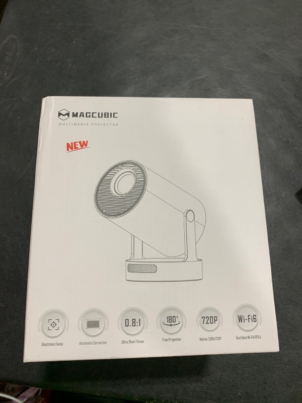 Photo 1 of ?Electric Focus?Magcubic Mini Projector 4K Support, Portable Projector with WiFi 6 and Bluetooth 5.4, Smart Proyector, 5W Soundbase Speaker, 180° Rotation for Home Theater HY300 Ultra