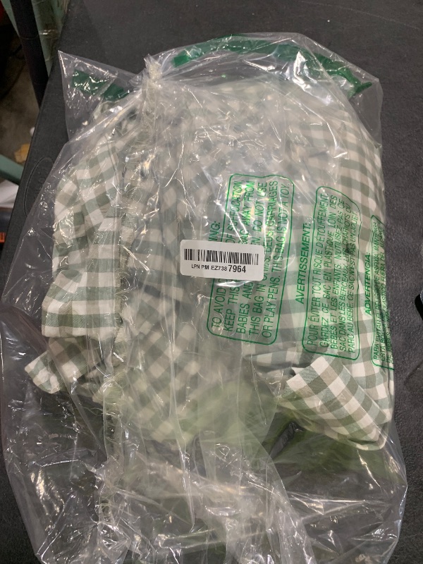 Photo 1 of K MASANIJI 100% Cotton Sage Green Plaid Ruffled Long Table Cloth Rectangular Fits 8-10 Seater Table, Buffet Cottage Coquette Checker Gingham Vintage Decorative Tablecloth - 120x60 in
