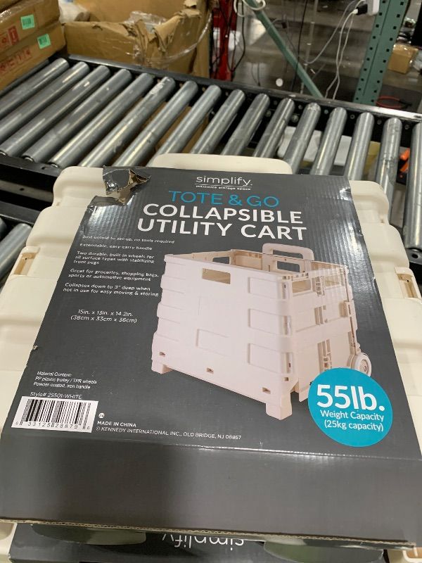 Photo 1 of Simplify Portable Folding Shopping Utility Cart White Kennedy International