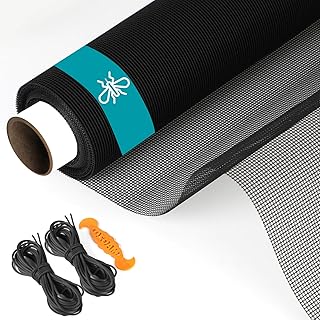 Photo 1 of Window Door Screen Roll,37.4IN x 16.4FT Polyester Window Screen Mesh,Black Screen Replacement Repair Kit for Window, Door,Patio,Porch(18x16 Mesh)