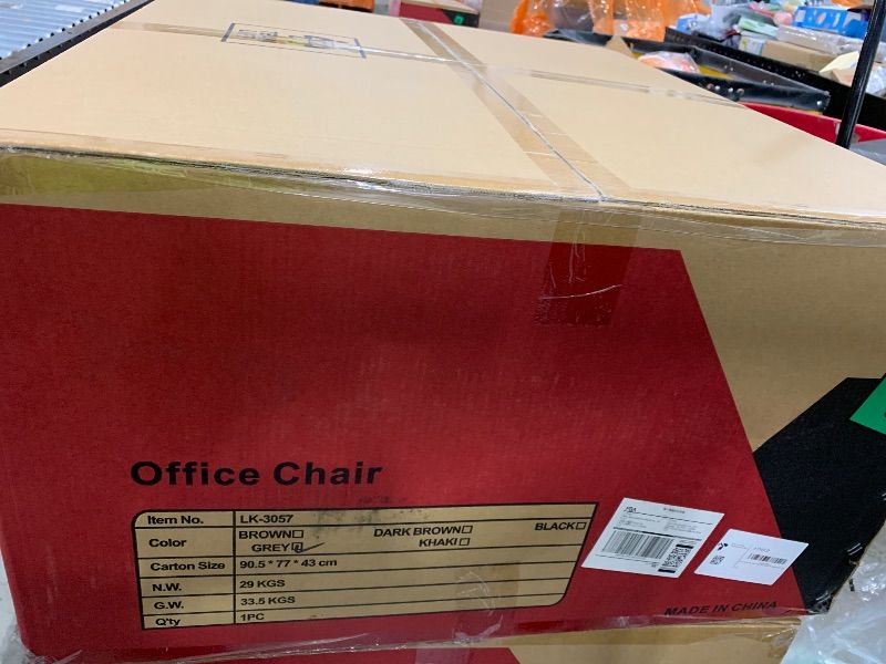 Photo 1 of ATMILD Office Chair Big and Tall, High Back Ergonomic Office Chair with Padded Armrest, 400 lbs,PU Leather (Grey)
