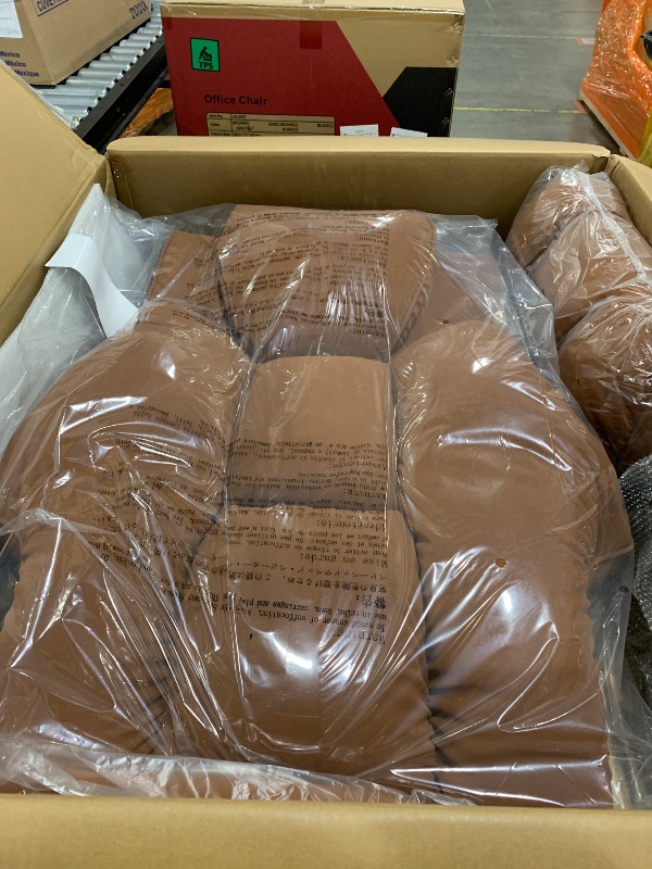 Photo 1 of ATMILD Office Chair Big and Tall, High Back Executive Chair with Ottoman, 400 lbs, Ergonomic Office Chair with Padded Armrest, PU Leather (Khaki)