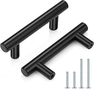 Photo 1 of 2-1/2 inch Center-to-Center Black Bar Cabinet Pulls, 2 1/2 inch Drawer Pulls, Modern Cabinet Hardware Kitchen Cabinet T Bar Handles Dresser Knobs Set