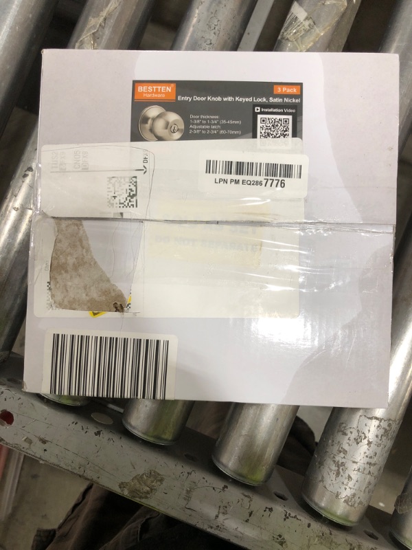 Photo 1 of [3 Pack] BESTTEN Door Knob with Lock and Key, Keyed Different Entry Door Knob with Adjustable Latch, for Entrance and Front Door, Satin Nickel