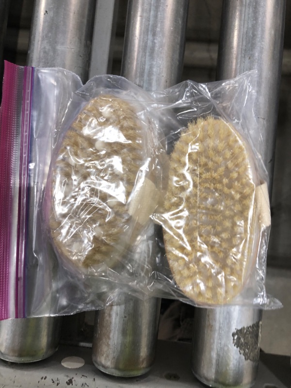 Photo 1 of 2 Pack Dry Brushing Body Brush, Natural Bristle Exfoliating Brush with Massage Nodes, for Lymphatic Drainage and Improving Skin Health and Reduces Acne