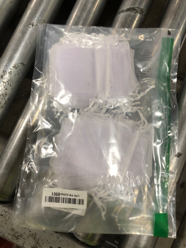 Photo 1 of Sukh 100 White Organza Bags 3''x4'' - Small Organza Sachet Jewelry Gift Favor Bags Drawstring Mesh Bags Valentines Wedding Eid Mubarak Halloween Eve Christmas New Year Party Candy Fruit Wrap Bulk
