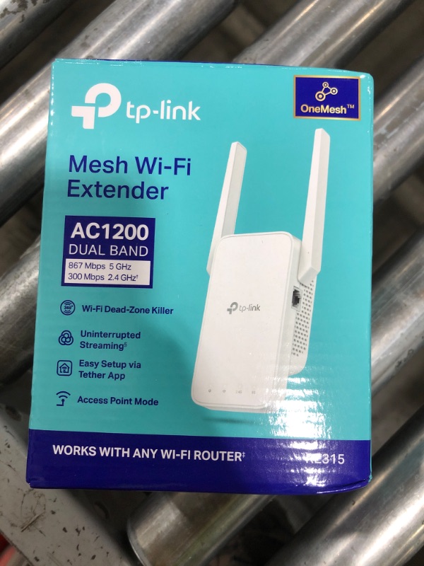 Photo 1 of TP-Link AC1200 WiFi Extender, 2025 Wirecutter Best WiFi Extender, 1.2Gbps Home Signal Booster, Dual Band 5GHz/2.4GHz, Up to 1600 Sq.ft and 32 Devices, EasyMesh Compatible, One Ethernet Port (RE315)
