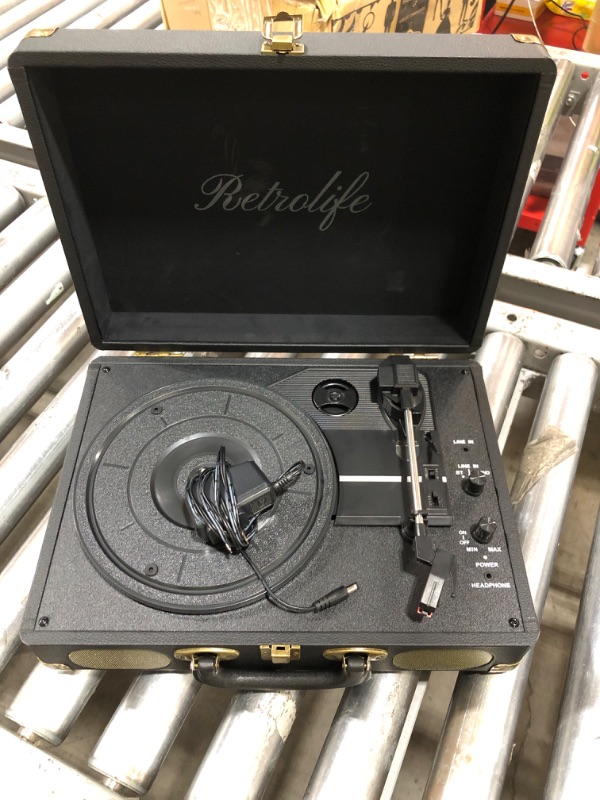 Photo 1 of Vinyl Record Player 3-Speed Bluetooth Suitcase Portable Belt-Driven Record Player with Built-in Speakers RCA Line Out AUX in Headphone Jack Vintage Turntable