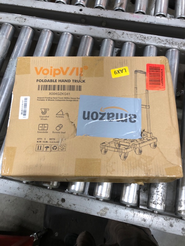 Photo 1 of Voipvvii Folding Hand Truck 500lbs, Portable Heavy Duty Dolly Cart, 6 Wheels Collapsible Luggage Cart with 2 Elastic Ropes - Compact Trolley Cart for Easy Moving - Ideal Hand Cart for Travel and More