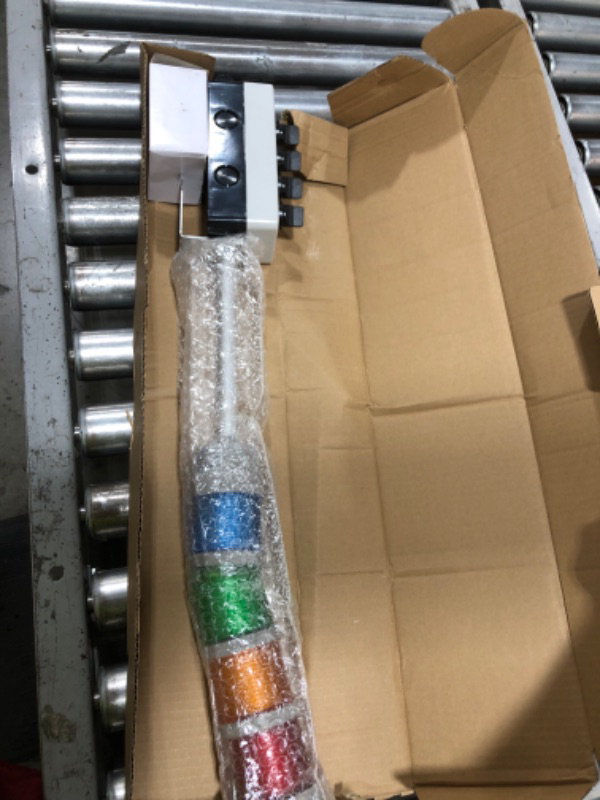 Photo 1 of ANDONT 4 Stack LED Andon Tower Light with Buzzer (Red/Yellow/Green/Blue), IP53, Plug & Play with 6ft Adapter, 4-Hole Control Box & ABB Switch – Industrial Signal Tower for Factory & Warehouse