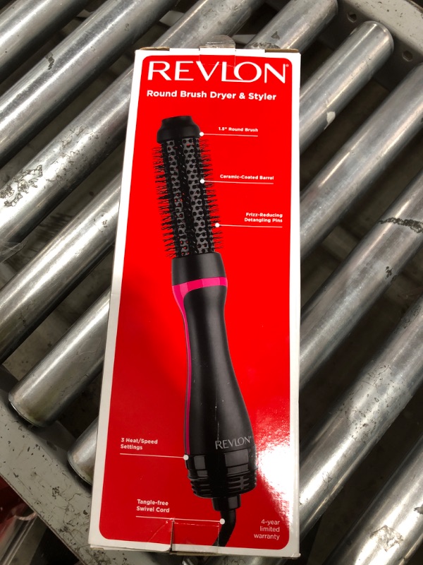 Photo 1 of REVLON One-Step Hair Dryer and Styler - Root Booster Round Brush for Styling, Dryer Brush for Fast and Easy Salon-Quality Blowout, More Shine and Less Frizz (1-1/2 in)