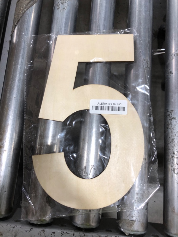 Photo 1 of 12 Inch Large Wood Number Sign 5, Unfinished Blank Wooden Slice Board for DIY Crafts Home Birthday Decorations Props