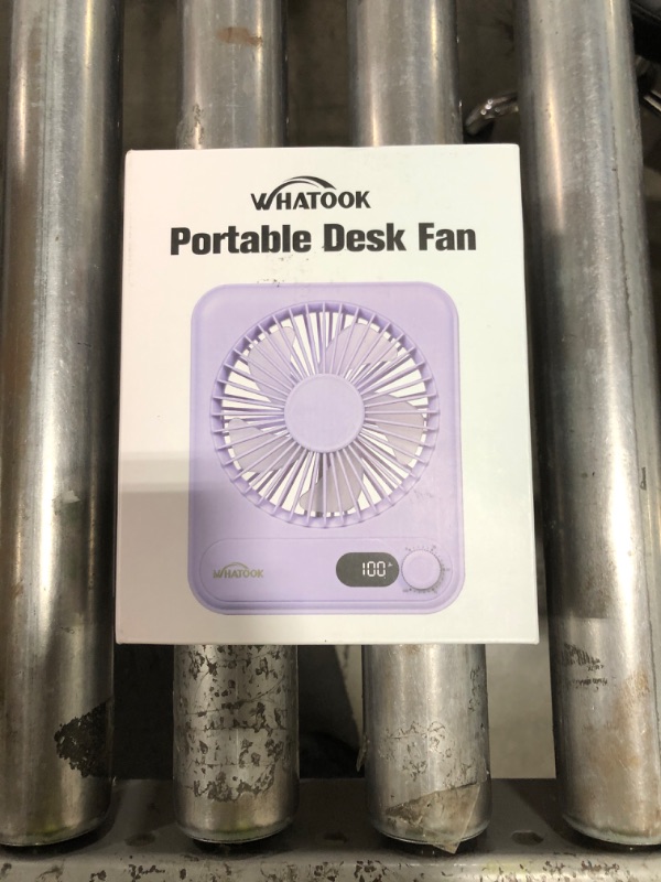 Photo 1 of WHATOOK Small Desk Fan Personal Fans: 2000mah 10 Hours Battery Office Quiet Mini Desktop Fan Portable Rechargeable Travel Essentials