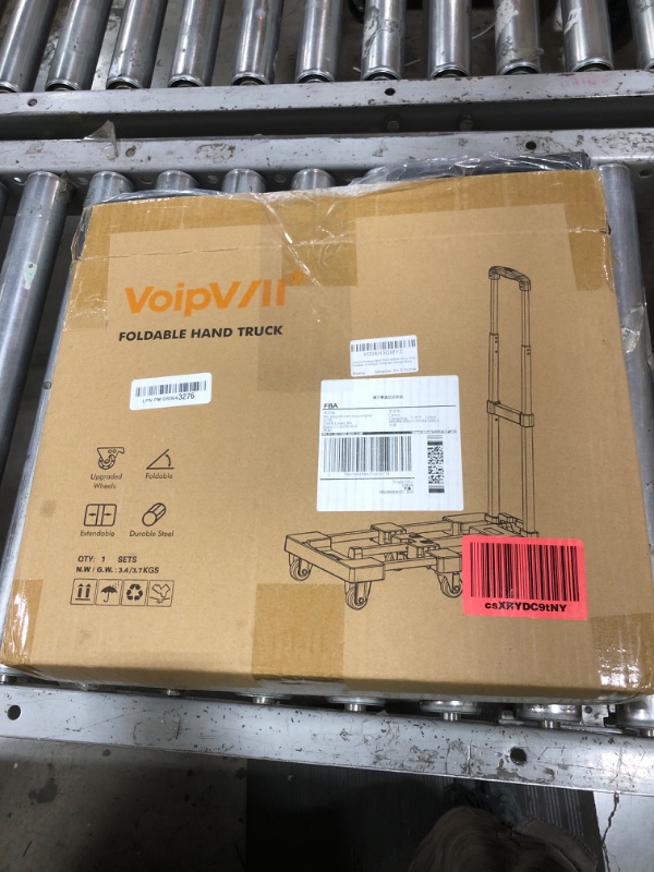 Photo 1 of Voipvvii Folding Hand Truck 500lbs, Portable Heavy Duty Dolly Cart, 6 Wheels Collapsible Luggage Cart with 2 Elastic Ropes - Compact Trolley Cart for Easy Moving - Ideal Hand Cart for Travel and More