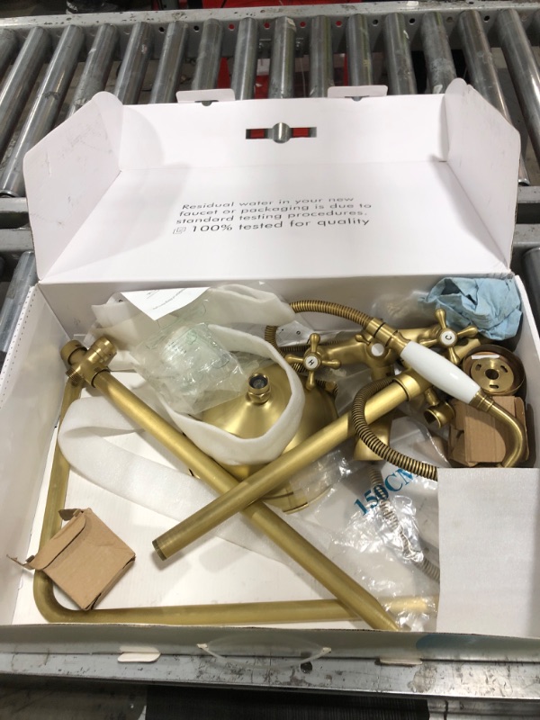 Photo 1 of Bathfinesse Outdoor Shower Faucet Antique Brass, Bathroom Shower System Set with 3 Shower Function, Exposed Pipe Shower System, Wall Mount