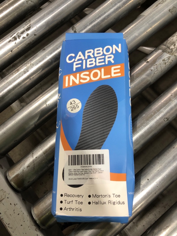 Photo 1 of 1 Pair Carbon Fiber Insole for Men Women Rigid Carbon Fiber Shoe Insert Carbon Fiber Foot Plate for Hallux Rigidus Limitus, Turf Toe?Morton's Toe (10.45” / 265mm - Men's 9 / Women's Size 10), Black