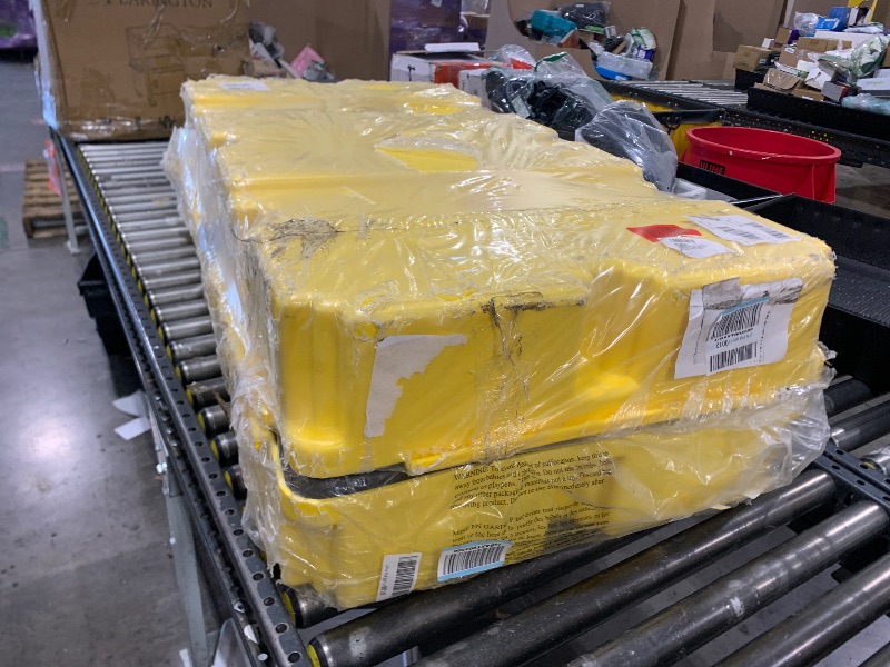 Photo 1 of Eagle Square 4 Drum Spill Platform with Forklift Pockets, 52.5"x51.5"x6.5", 60 Gallon Sump, 10,000 lbs. Load Capacity Containment Tray, Made in USA, Yellow, 1634