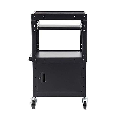 Photo 1 of Pearington Metal Rolling AV Presentation Cart Stand with Storage Box for Video Projector, TV, Laptop Computers, Printers, 4 Wheels, 4 Outlets, 12ft Co
