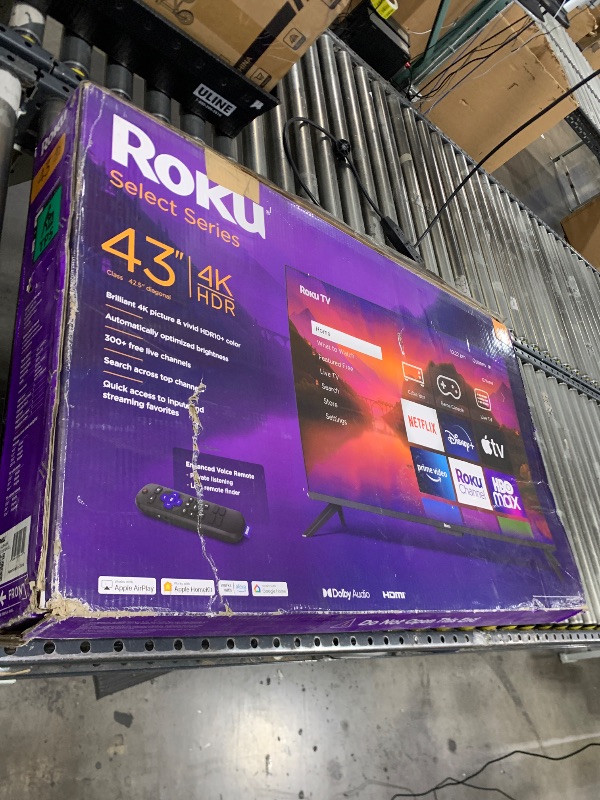 Photo 1 of [PARTS ONLY] Roku Smart TV – 43-Inch Select Series 4K HDR RokuTV with Roku Enhanced Voice Remote, Brilliant 4K Picture, Automatic Brightness, & Seamless Streaming – Live Local News, Sports, Family Entertainment