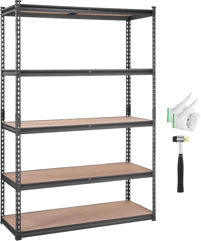 Photo 1 of VEVOR 5-Tier Metal Storage Shelving Unit Black 48" L x 18" W x 72" H
