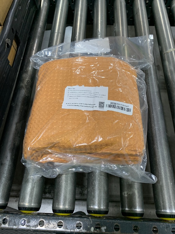 Photo 1 of AmyHomie Cooling Waffle Blanket King Size, 100% Rayon Derived from Bamboo, Cool Summer Blanket for Hot Sleepers Soft Comfy Lightweight Blankets for All Seasons (Orange Yellow, 108×90in)