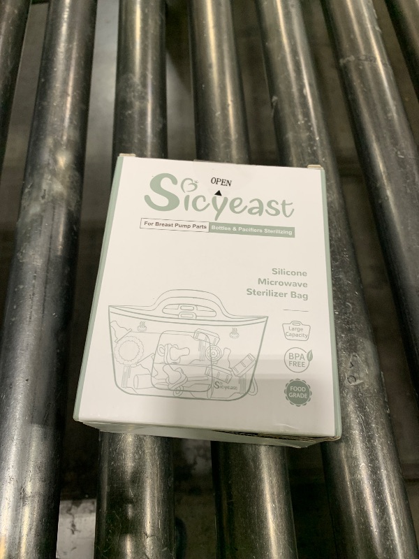 Photo 1 of XL Silicone Travel Bottle Sterilizer Bags | Microwave Steam Sterilizer Bags for Baby Bottles, Breast Pump & Pacifiers, Reusable Steam Sterilizing Bags for Travel and Home Use?Clear Green?