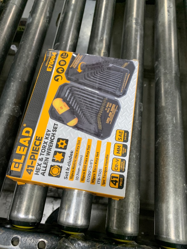Photo 1 of ELEAD Hex Key Allen Wrench Set: 41-Piece Hex and Torx Key Set with Torque Handle, Standard SAE(0.028"-3/8") & Metric(0.7mm-10mm) & Torx(T9-T50) in Storage Case, Heat Treated Chrome Vanadium Steel