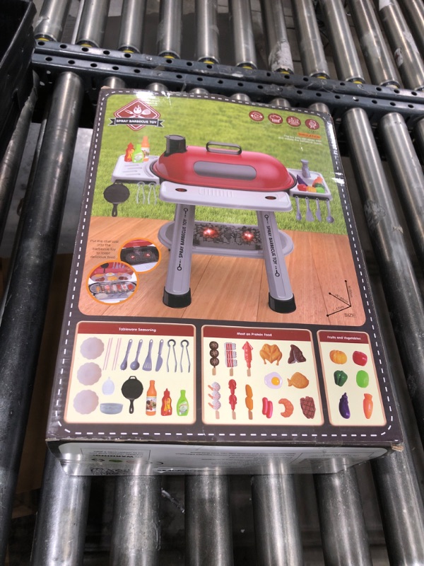 Photo 1 of Kids Play Kitchen Toys Set: 68-Piece Pretend Grill BBQ Toy with Real Smoke, Sizzling Sound & Lights, Outdoor Cooking Set for Toddlers Ages 3-8, Birthday Gift for Boys & Girls