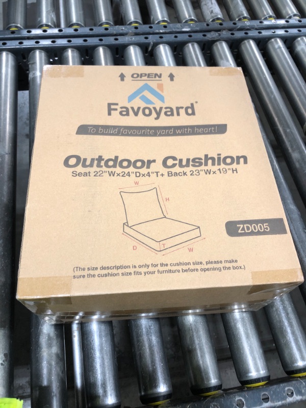 Photo 1 of Favoyard Outdoor Seat Cushion Set 22 x 24 Inch Waterproof & Fade Resistant Patio Furniture Cushions with Removable Cover Deep Seat & Back Cushion with Handle and Adjustable Straps for Chair Sofa Couch